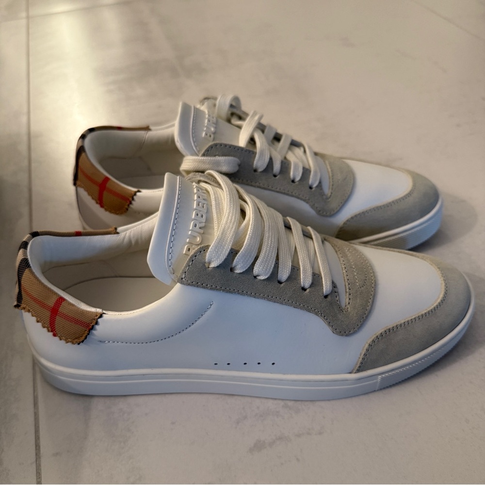 BURBERRY Leather, Suede and Check Sneakers - Picture 5 of 8